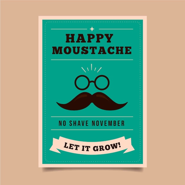 Vecteur gratuit affiche du parti movember moderne avec un design plat