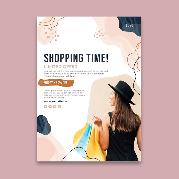 Vecteur gratuit affiche du temps des achats en ligne
