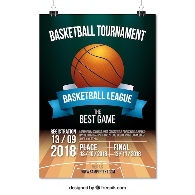 Vecteur gratuit affiche du tournoi de basket-ball