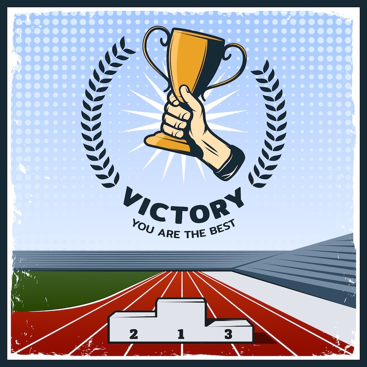 Vecteur gratuit affiche du trophée de sport vintage coloré