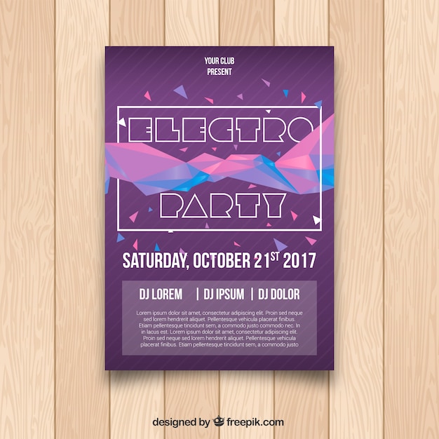 Vecteur gratuit affiche electro party avec géométrie