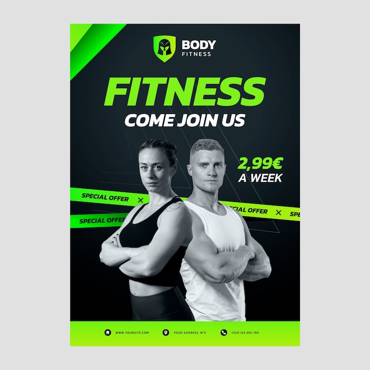 Vecteur gratuit affiche d'entraînement de gymnastique au néon dégradé