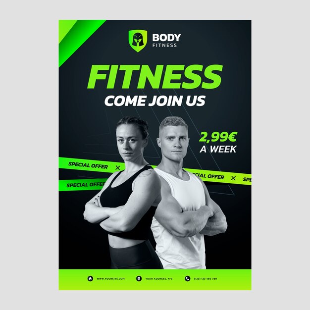 Affiche d'entraînement de gymnastique au néon dégradé