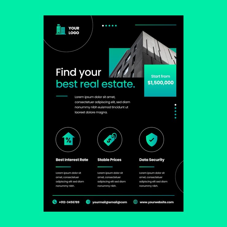 Vecteur gratuit affiche d'entreprise immobilière dégradée