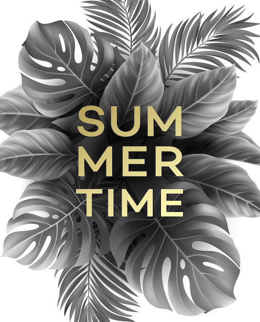 Vecteur gratuit affiche d'été avec feuille de palmier tropical