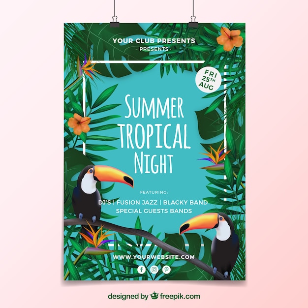 Vecteur gratuit affiche de l'été tropical