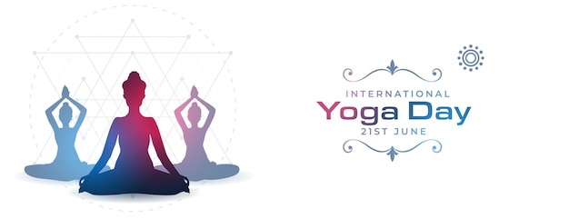 Vecteur gratuit affiche de l'événement de la journée internationale du yoga du 21 juin pour la détente et le calme