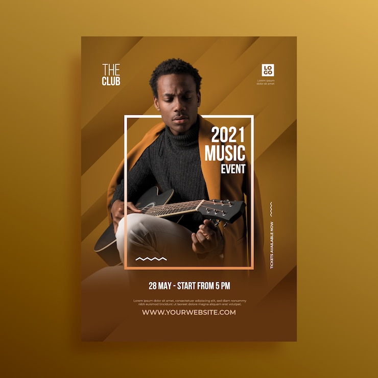Vecteur gratuit affiche de l'événement musical 2021 avec photo