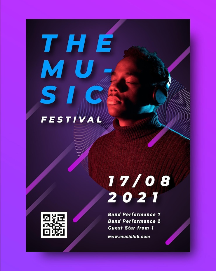 Vecteur gratuit affiche de l'événement musical avec photo