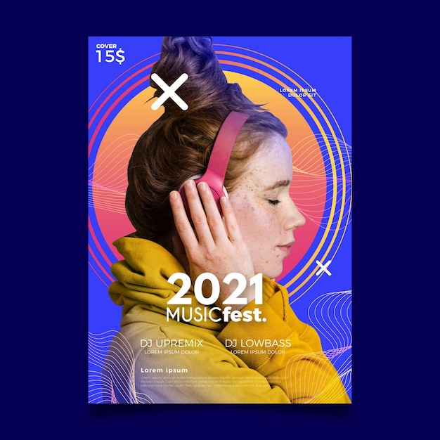 Vecteur gratuit affiche de l'événement musical pour la conception 2021