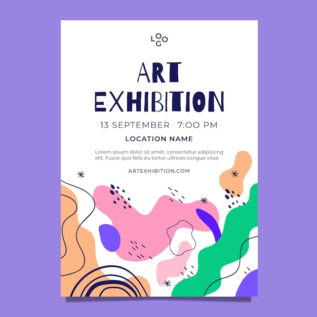 Vecteur gratuit affiche d'exposition d'art dessiné à la main