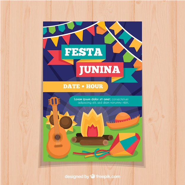 Affiche De Festa Junina Avec Des éléments De Célébration