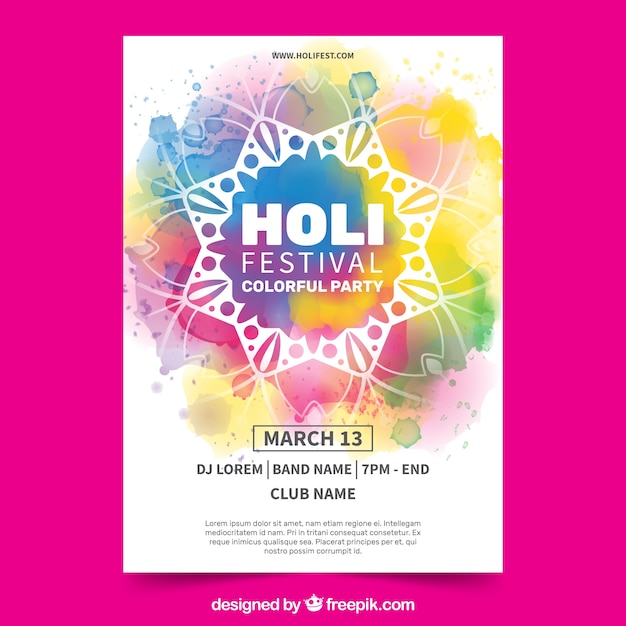 Affiche De Fête Aquarelle Pour Le Festival Holi