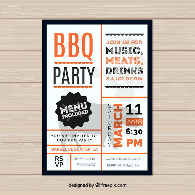 Vecteur gratuit affiche de fête barbecue au design plat