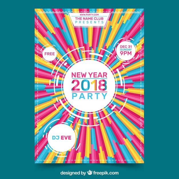 Affiche De Fête Colorée De Nouvel An Rayé