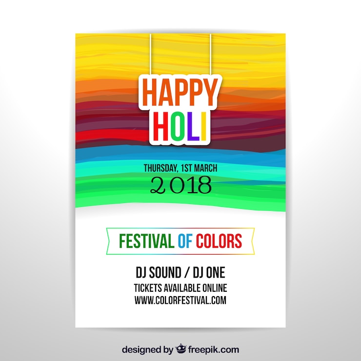 Vecteur gratuit affiche de fête dans la conception réaliste joyeux holi