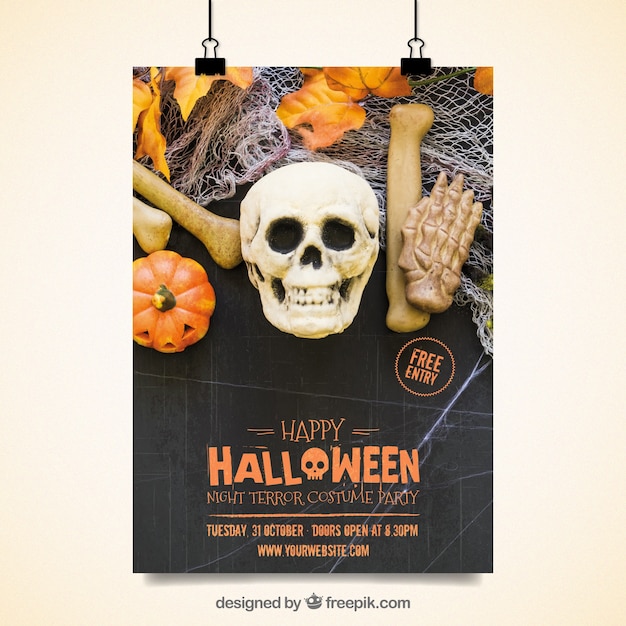 Vecteur gratuit affiche de fête d'effrayant d'halloween