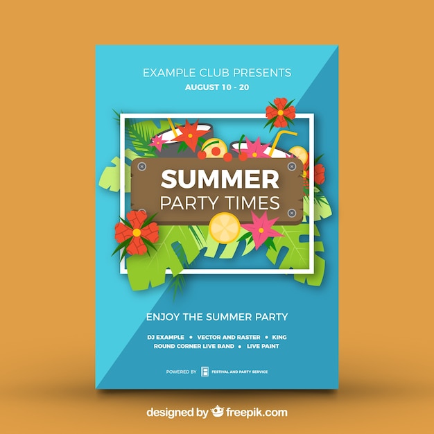 Vecteur gratuit affiche de fête d'été design tropical
