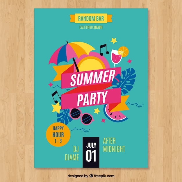 Vecteur gratuit affiche de fête d'été