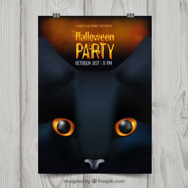 Affiche De Fête De Halloween Avec Chat Noir