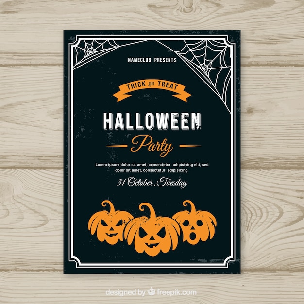 Vecteur gratuit affiche de fête de halloween avec des citrouilles