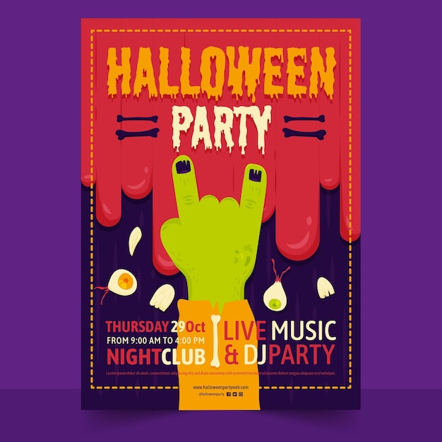 Affiche De Fête Halloween Design Plat