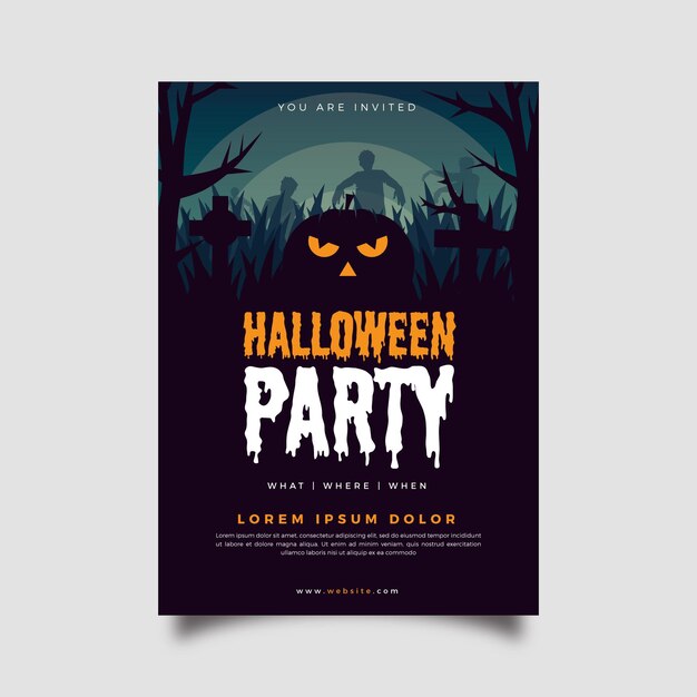 Affiche de fête halloween design plat