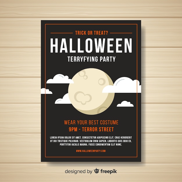 Vecteur gratuit affiche de fête halloween effrayant avec un design plat