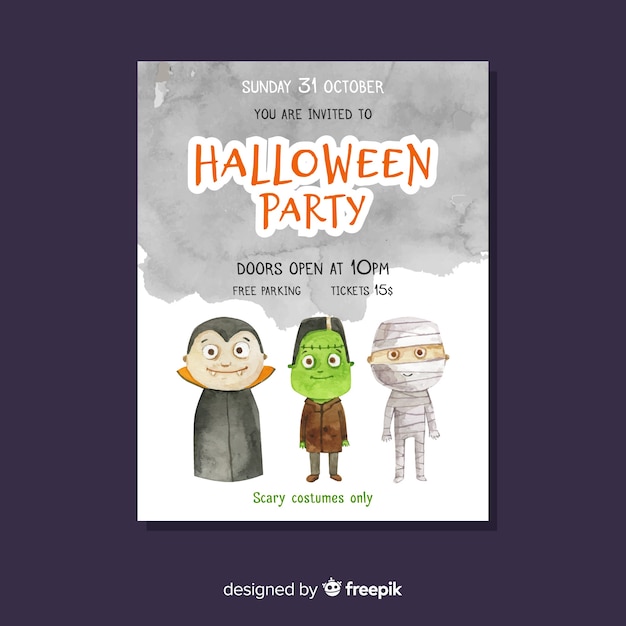 Vecteur gratuit affiche fête halloween avec des monstres