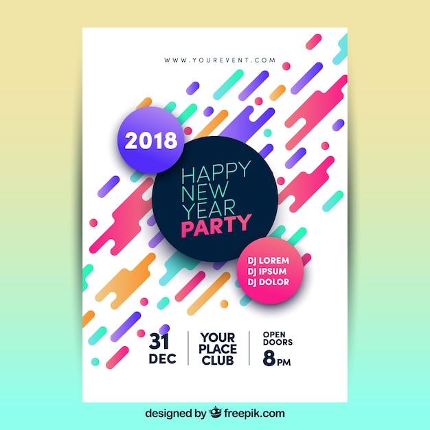 Vecteur gratuit affiche de fête moderne de nouvel an coloré