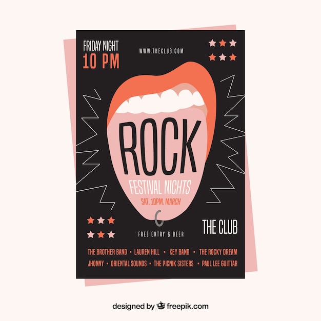 Vecteur gratuit affiche de fête de la musique rock