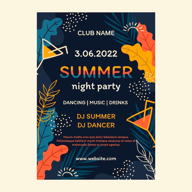 Affiche De Fête De Nuit D'été Dessinée à La Main