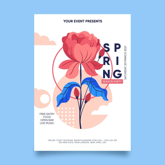 Vecteur gratuit affiche de fête de printemps dessiné à la main