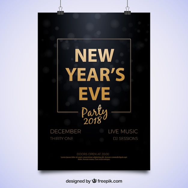 Vecteur gratuit affiche de fête simple pour la veille du nouvel an