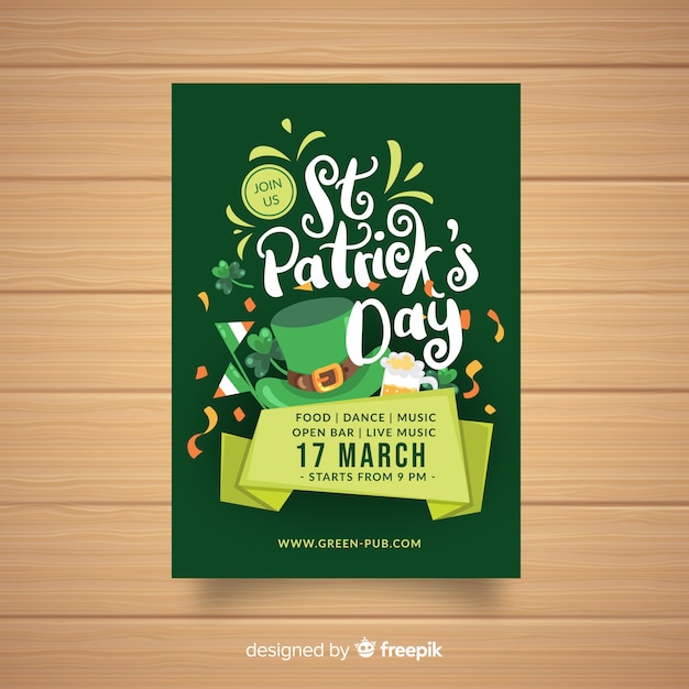 Vecteur gratuit affiche de la fête de la st patrick calligraphique