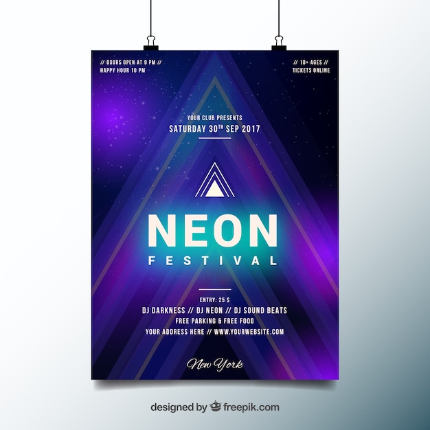 Vecteur gratuit affiche de fête avec style néon