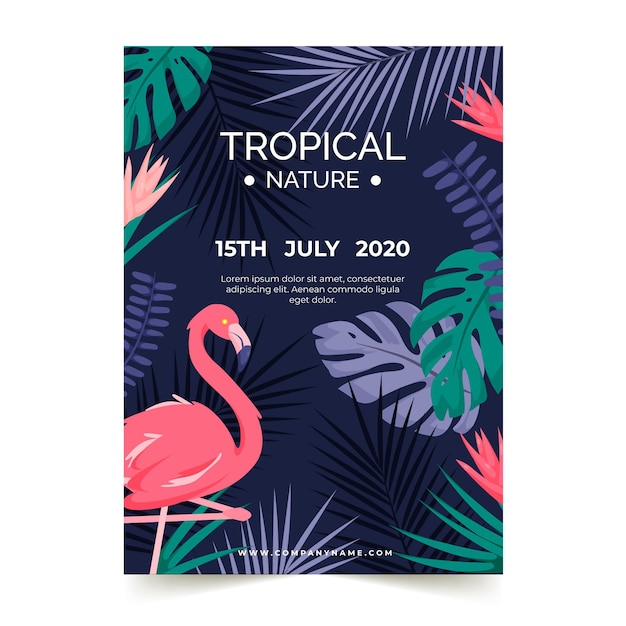 Vecteur gratuit affiche fête tropicale avec flamant rose