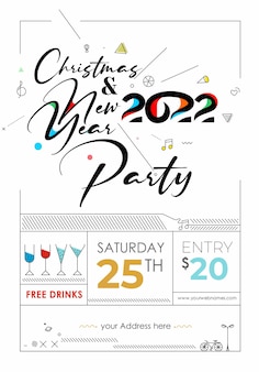 Affiche de flyer d'événement de fête de musique de noël du nouvel an pour 2022