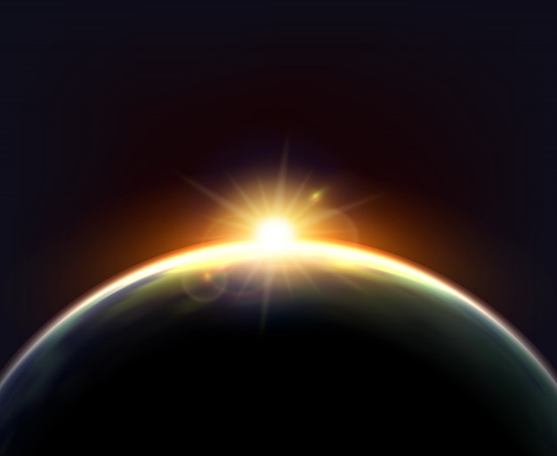 Affiche de fond foncé de terre de lumière du soleil de globe
