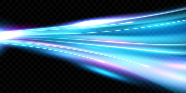 Affiche de fond de ligne bleue de vitesse abstraite avec dynamique. effet de lumière png. réseau technologique illustration vectorielle.