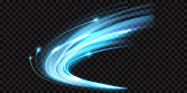 Affiche de fond de ligne bleue de vitesse abstraite avec dynamique. effet de lumière png. réseau technologique illustration vectorielle.