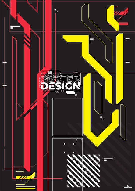 Vecteur gratuit affiche futuriste rétro cyberpunk illustration vectorielle