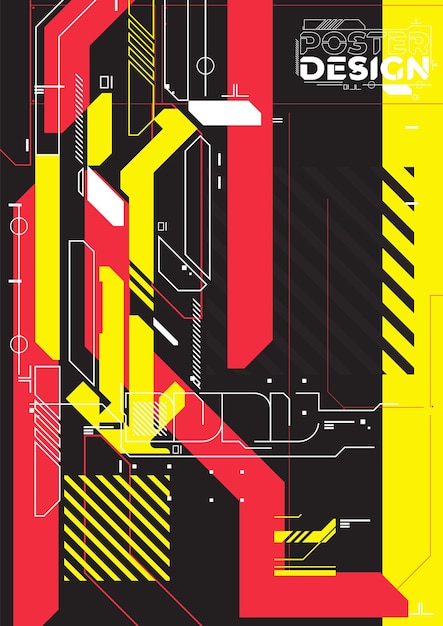 Vecteur gratuit affiche futuriste rétro cyberpunk illustration vectorielle