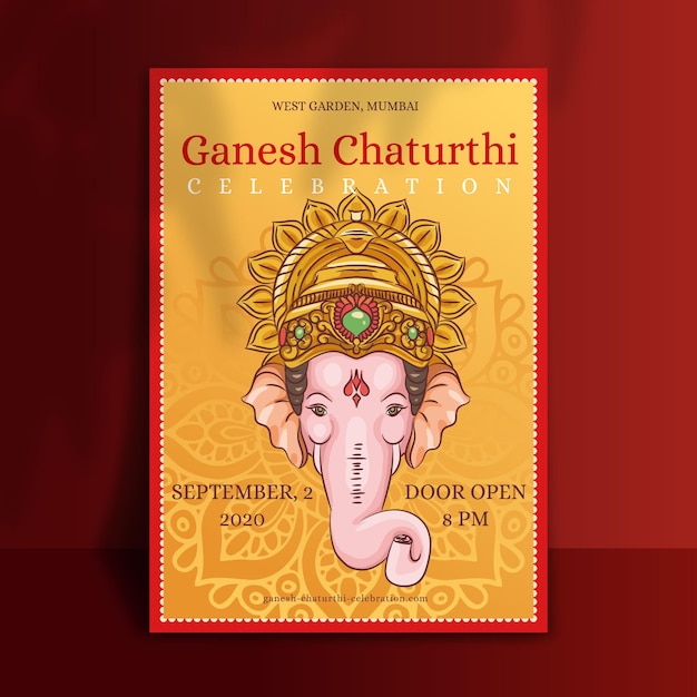 Affiche Ganesh Chaturthi Dessinée à La Main