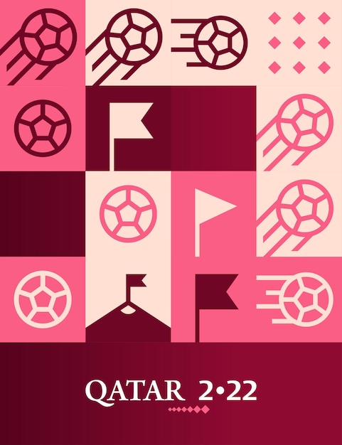 Vecteur gratuit affiche géométrique football doha qatar 2022 creative soccer web flyer template background