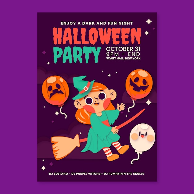 Vecteur gratuit affiche d'halloween dans un style papier