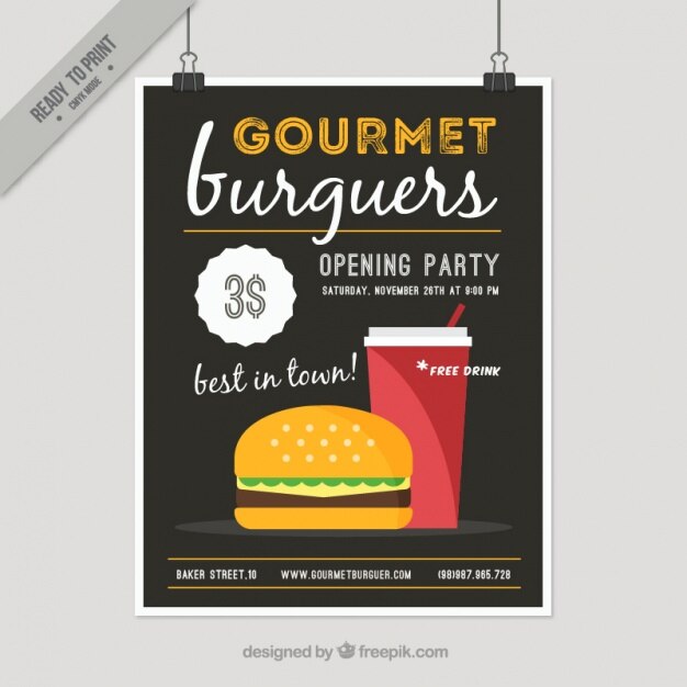 Vecteur gratuit affiche hamburger gourmet