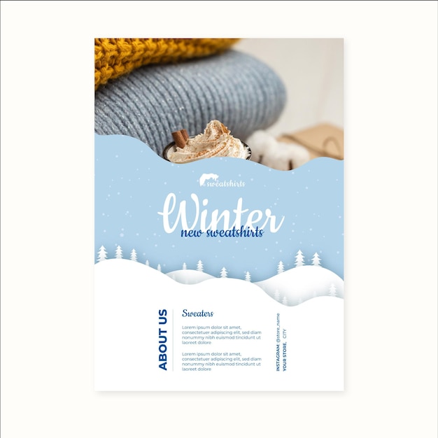 Vecteur gratuit affiche d'hiver a4 concept