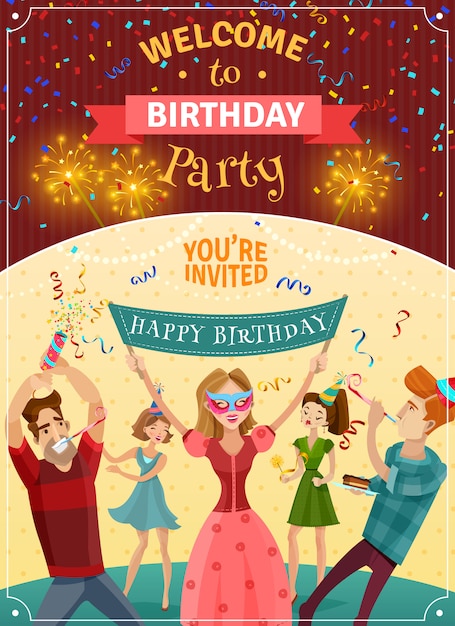 Affiche D'invitation D'annonce De Fête D'anniversaire