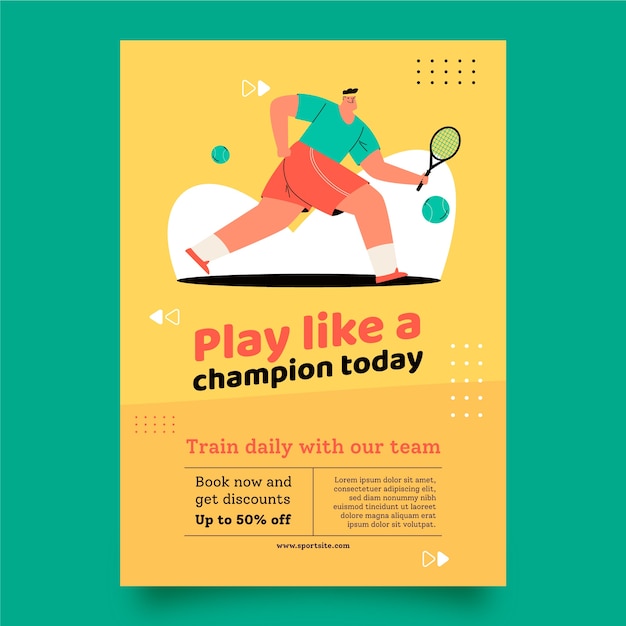 Affiche De Jeu De Tennis Dessiné à La Main